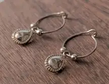 Vintage Earrings for Pierced Ears Gold Tone Hoops with Dangle