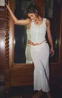 NWT Free People Intimately Sweet On You Bias Half Slip Skirt Clean Ivory White