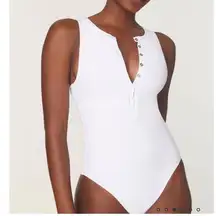 Andie Swim The Malibu One Piece Swimsuit Ribbed White size S NWT