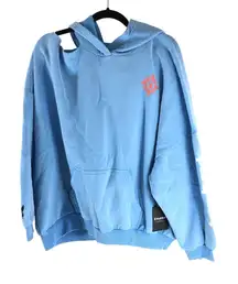 Playboy by Pacsun Blue Cold Shoulder Graphic Print Pullover Hoodie Size L