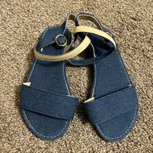 Women Denim Flat Sandals Jeans sandals Ankle Strap Flat Summer Shoes Open Toe Shoes