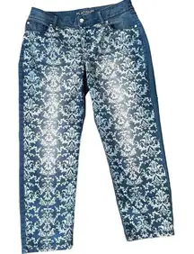 Chico’s platinum crop pattern jeans