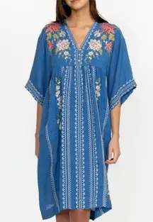 Johnny Was Nalina Kimono Blue Dress Floral Embroidered Extra Small XS