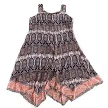 Catherines Women Dress Plus 1X Colorful Flowy Chiffon Feminine Boho Hippie Relax