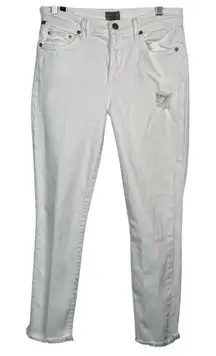 COH Citizens of Humanity Rocket Crop High Rise White Jeans Sz 28 Distressed