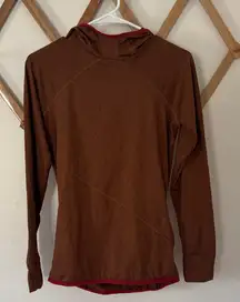 Janji Brown Hooded Long Sleeve Top Size Small