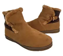 Skechers Ankle Boots Womens 9 Tan Suede Faux Fur Lined 48677
