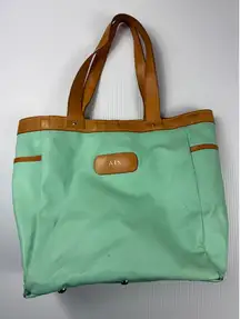 Vintage‎ Tote Bag Leather Trimmed Accents Travel Purse