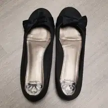 Black Flat Shoes bow flats, sparkles, used, 9.5