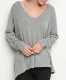 Grey V-Neck Cozy Oversized Sweater