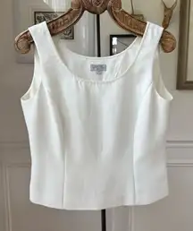Vintage 90s Tahari Ivory Cropped Lined Tank Top Shell 12 Petite