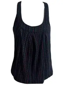 Sparkle + Fade scoop neck racerback color stripe tank top black orange green