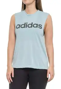 Adidas Women Dash Tank Top T Shirt Light Blue small workout cut off athletic