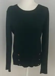 Tahari Dark Green Crew Neck Ribbed Sweater sz L