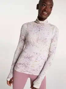 Calia by Carrie Underwood Womens Splatter Print‎ Mock Neck Thumbhole Long Sleeve