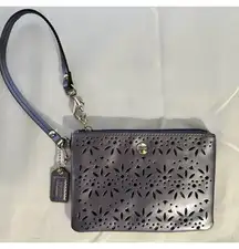 Coach Wristlet Light Purple Wallet Lazer Cut Design
