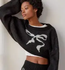 UO Out from Under Cropped Fuzzy Bow Sweater