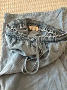 Wide Leg Drawstring Denim Jeans XS