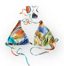 Shan, Ruffle Multi Color Triangle Bikini Top - Size 10