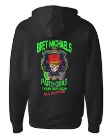 Bret Michaels Parti-Gras Tour Concert Hoodie Zip Up Sweatshirt Size Small