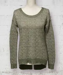 LEVI’S | High-Low Scoop Neck Green & White Knit Ribbed Thin Pullover Sweater XS