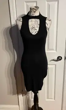 vintage y2k Keyhole Cutouts Choker Bodice Pencil fitted Bodycon LBD Mini Sz S