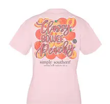 Simply Southern Women's Med Pink‎ Graphic Tee "Classy Boujee Peachy" Casual