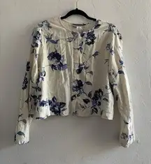 Clothing Co By Notations Blouse Shirt‎ Size Small Blue White Floral Large