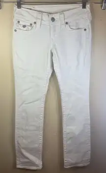 True Religion Womens Ricky Straight White Denim Jean Size 27 Streetwear Summer‎