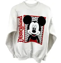 Disney  Parks Mickey Mouse Sweatshirt Disneyland Oversized Fleece White Small