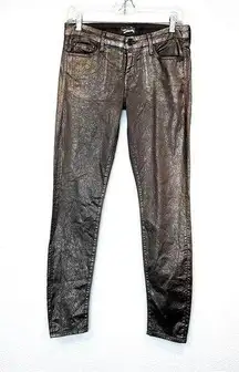 Mother The Looker Skinny Faux Leather Jeans Gunmetal ‘Disturbing The Peace’ 29