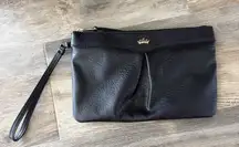 Juicy Couture Black Pebbled Wristlet Clutch – Hot Pink Crown Lining