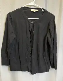 Loft SKU 7698 Womens Black Long sleeve button up Cardigan Size L