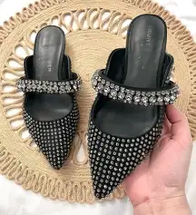 Kurt Geiger London Princely Jeweled Mules Rhinestone Black Size EU 36.5