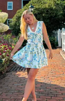 Boutique Blue Floral Mini Dress