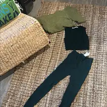 NEW Zara Green Knit Three Piece Set Size Small
