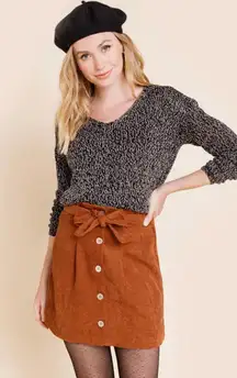 Brown TGLA by Francesca’s Corduroy Button Up Mini Skirt