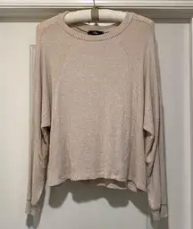 Lulus Thermal Shirt Womens XS Pullover Waffle Knit Top Long Sleeve Beige