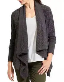 Athleta Women’s Tiburon Open Front Waterfall Cardigan Sweater Dark Grey Medium