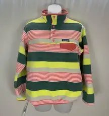 Patagonia Synchilla Snap-T Pullover painted fitz stripe yellow Pink size Medium