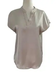 Nicole Miller  Champagne Satin Short Sleeve Top Size S | 41-60