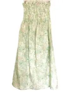 H&M  Green Floral Abstract Sleeveless Midi A line Cotton Summer Dress Size Small