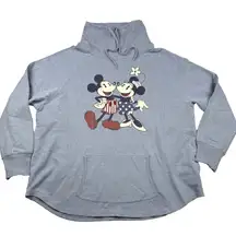 Disney Parks Sweatshirt Womens XXL Mickey & Minnie Mouse Patriotic Cowl Neck VTG