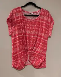 Lucky Brand Pink Tie Front Boho Top
