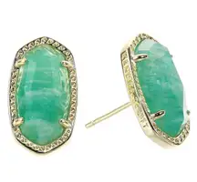 Kendra Scott Ellie 14K Goldplated Stud Earrings Dark Teal Amzonite