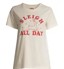 NEW Holiday Time “Sleigh All Day” Women‘s T-Shirt size XL Ivory