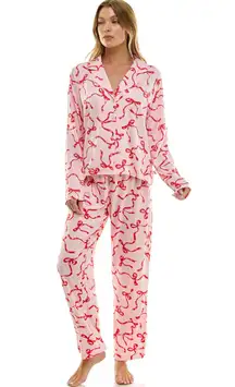 Sincerely Jules bow print cozy luxe pajama set size L