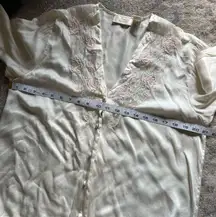 Vintage Gold Label Victoria’s Secret White Silk Satin Lace Mesh Trim Nightie Top