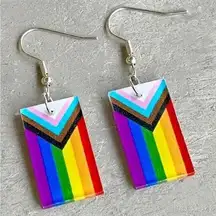 Pride flag acrylic drop earrings ally gay LGBT+ rainbow new gift