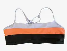 Prana Women S Black Colorblock Lurisa Bikini Top UPF 50+ Adjustable Cross Straps